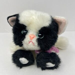 Tyco Kitty Kitty Kitten 8 Inch Black White Tuxedo Purring Plush Toy 1992